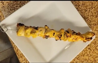 Roasted Garlic Mustard Chicken Skewers